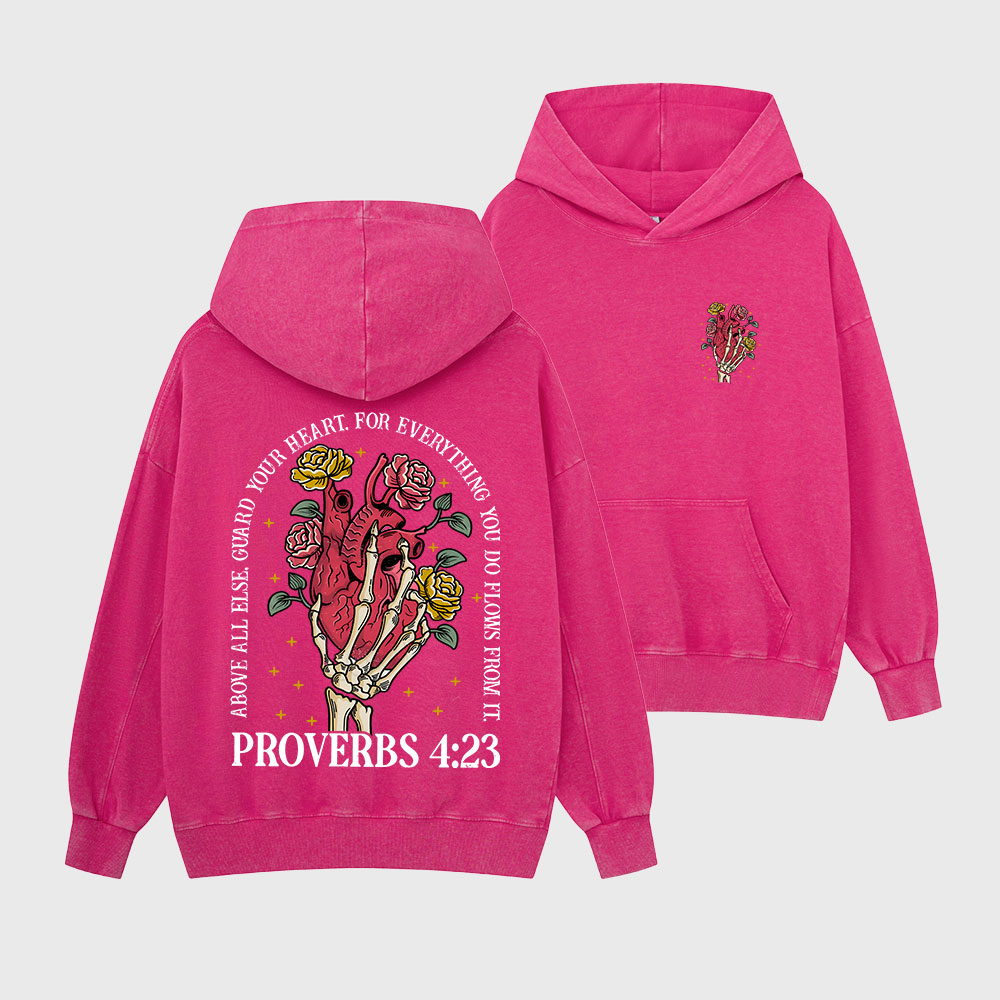 Guard Your Heart For Everything Christian Washed Hoodie