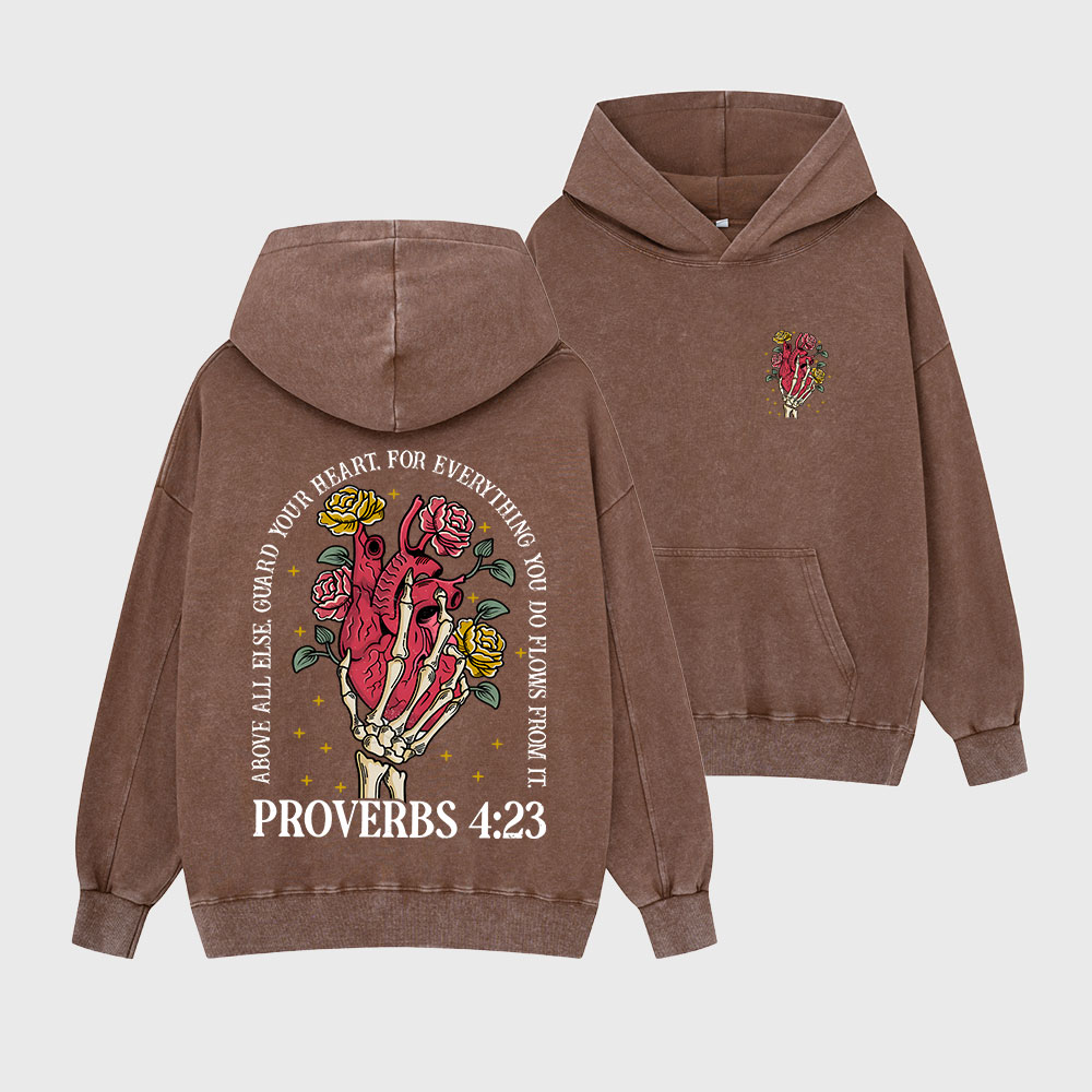 Guard Your Heart For Everything Christian Washed Hoodie