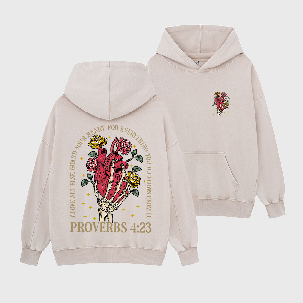 Guard Your Heart For Everything Christian Washed Hoodie