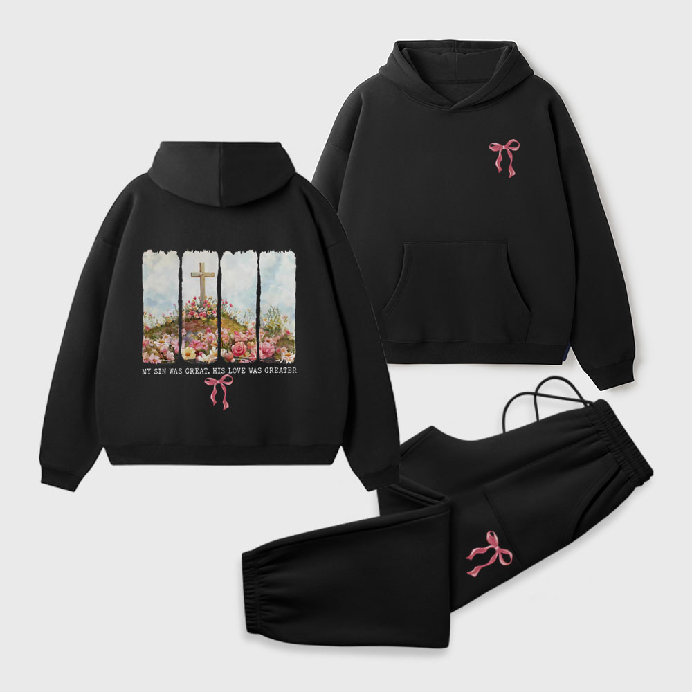 His Love Was Greater Christian Premium Fleece Hoodie Set