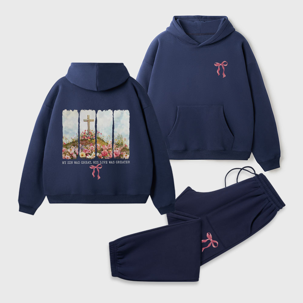 His Love Was Greater Christian Premium Fleece Hoodie Set