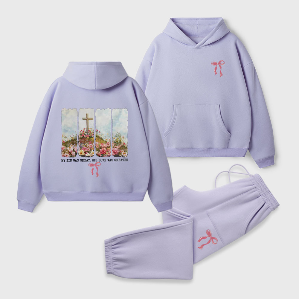 His Love Was Greater Christian Premium Fleece Hoodie Set
