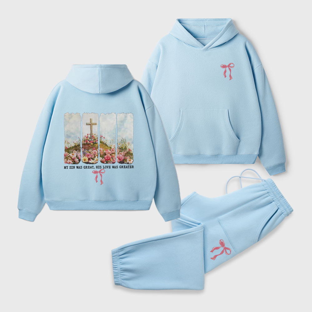 His Love Was Greater Christian Premium Fleece Hoodie Set