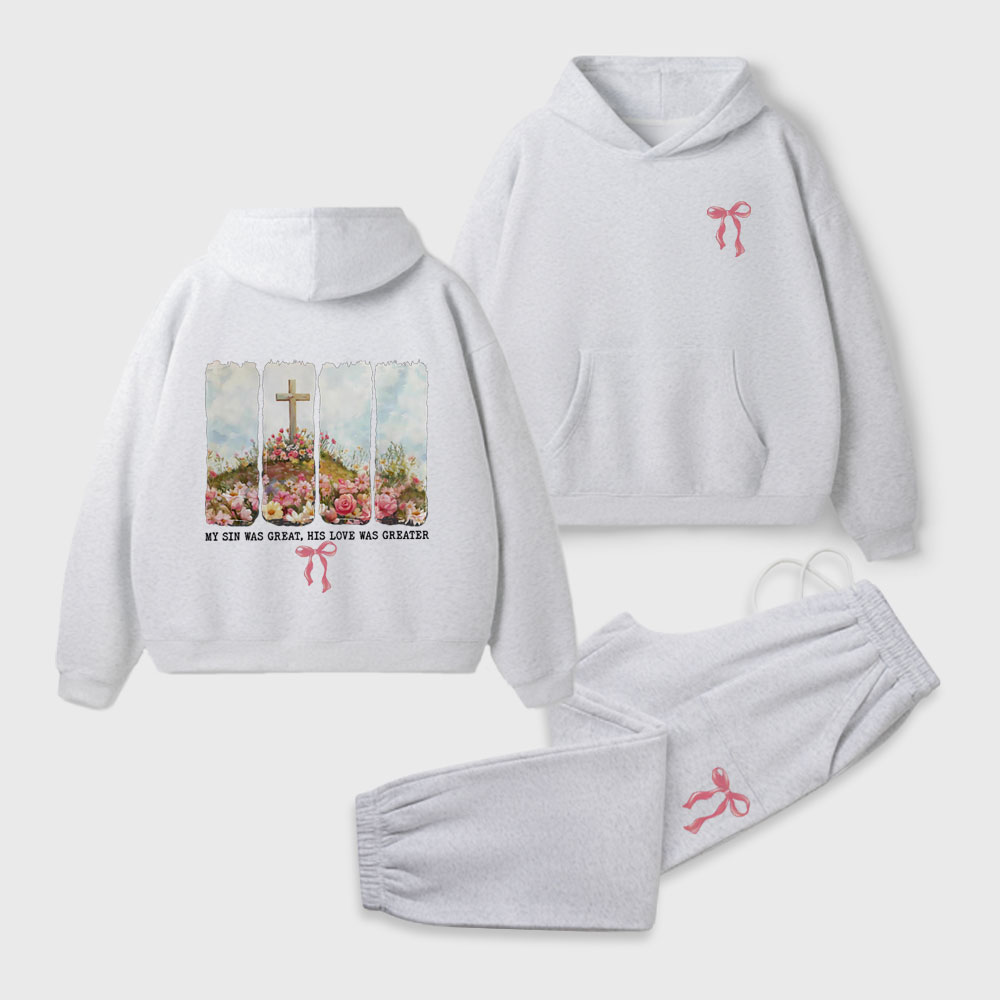 His Love Was Greater Christian Premium Fleece Hoodie Set