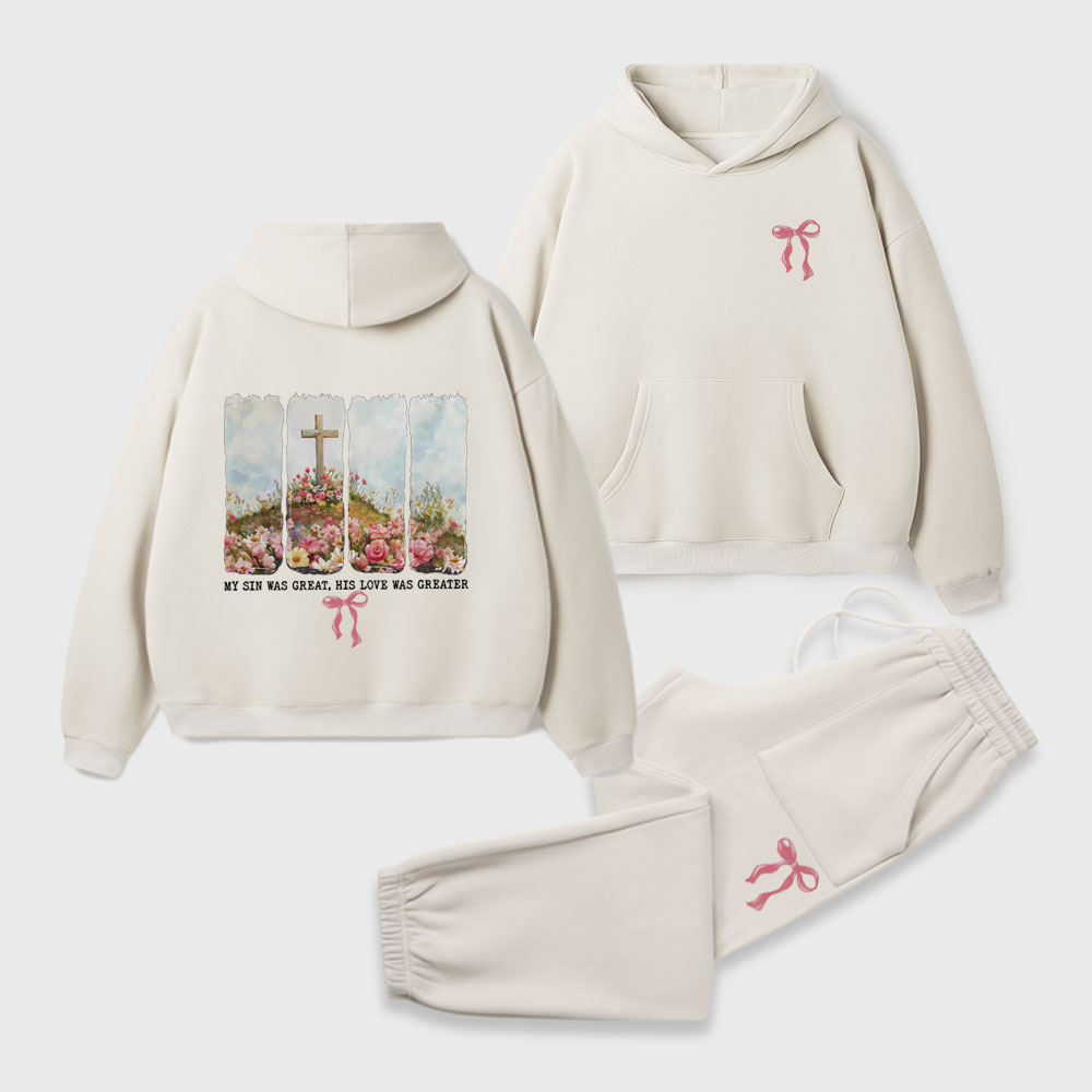 His Love Was Greater Christian Premium Fleece Hoodie Set