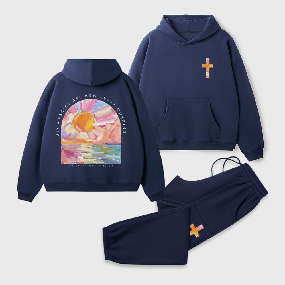 His Mercies Are New Christian Premium Fleece Hoodie Set