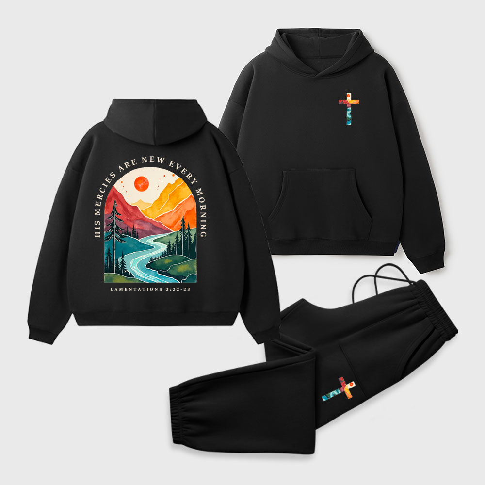 His Mercies Are New Every Morning Christian Premium Fleece Hoodie Set