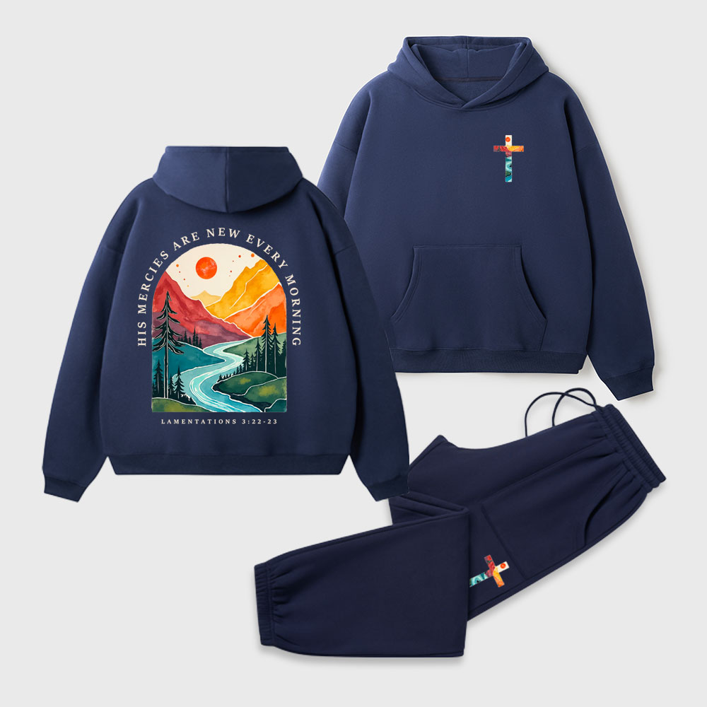 His Mercies Are New Every Morning Christian Premium Fleece Hoodie Set