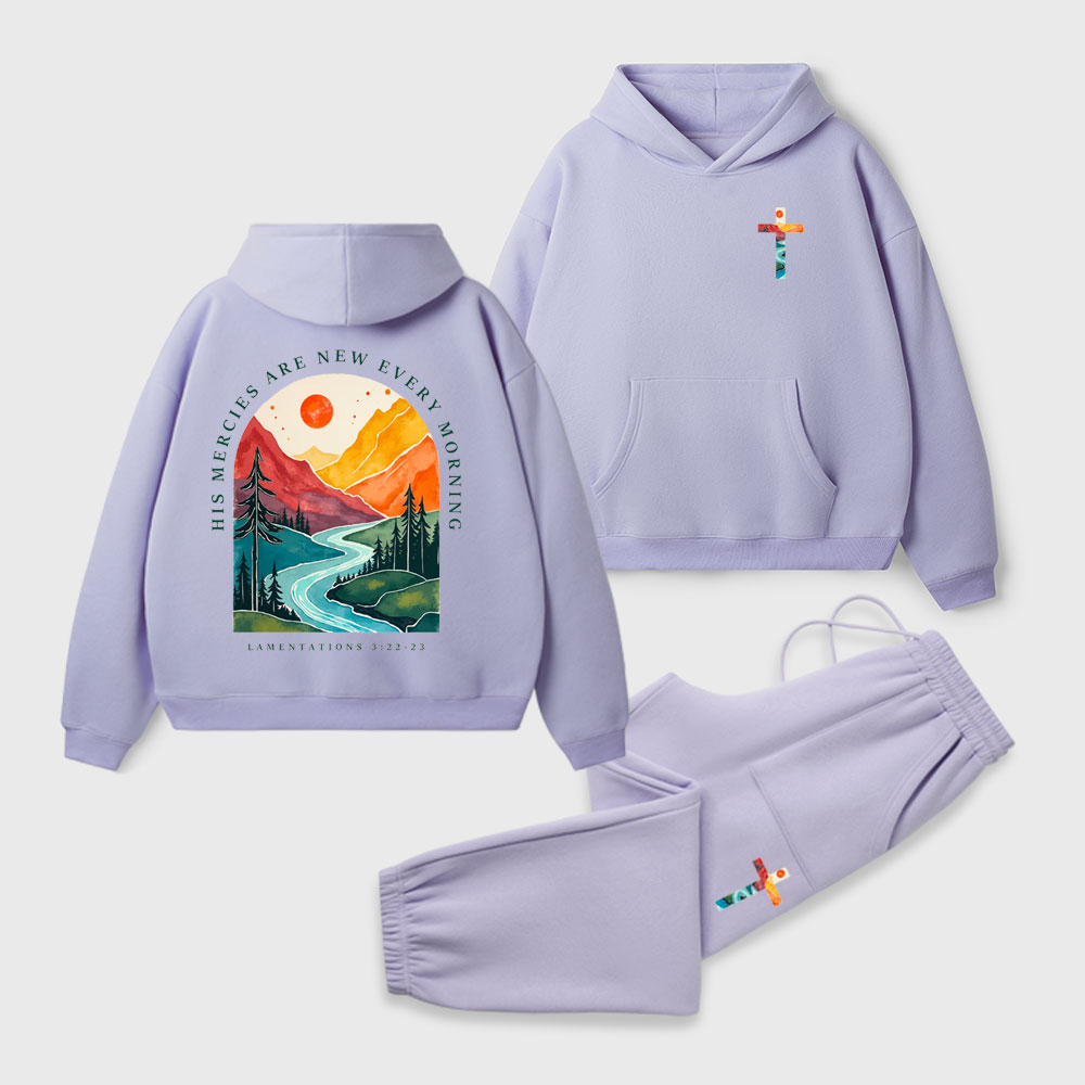 His Mercies Are New Every Morning Christian Premium Fleece Hoodie Set