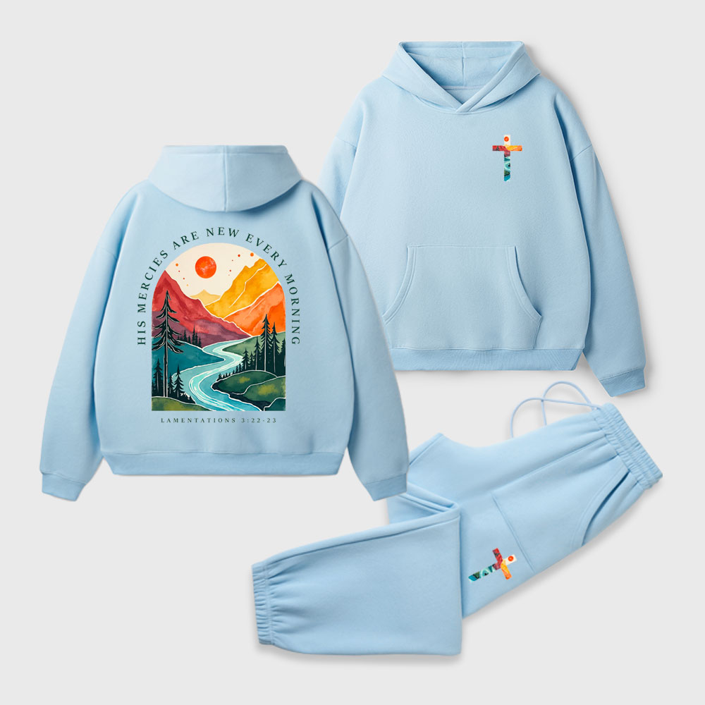 His Mercies Are New Every Morning Christian Premium Fleece Hoodie Set