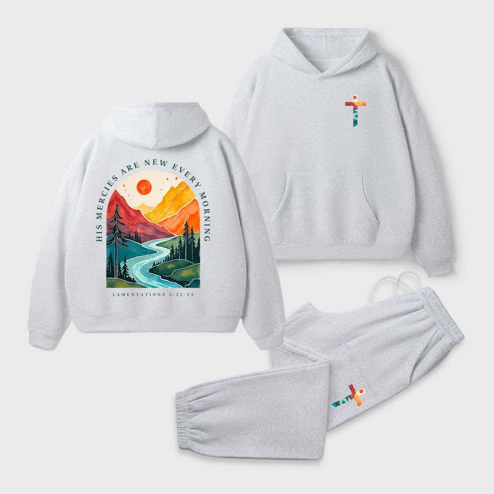 His Mercies Are New Every Morning Christian Premium Fleece Hoodie Set