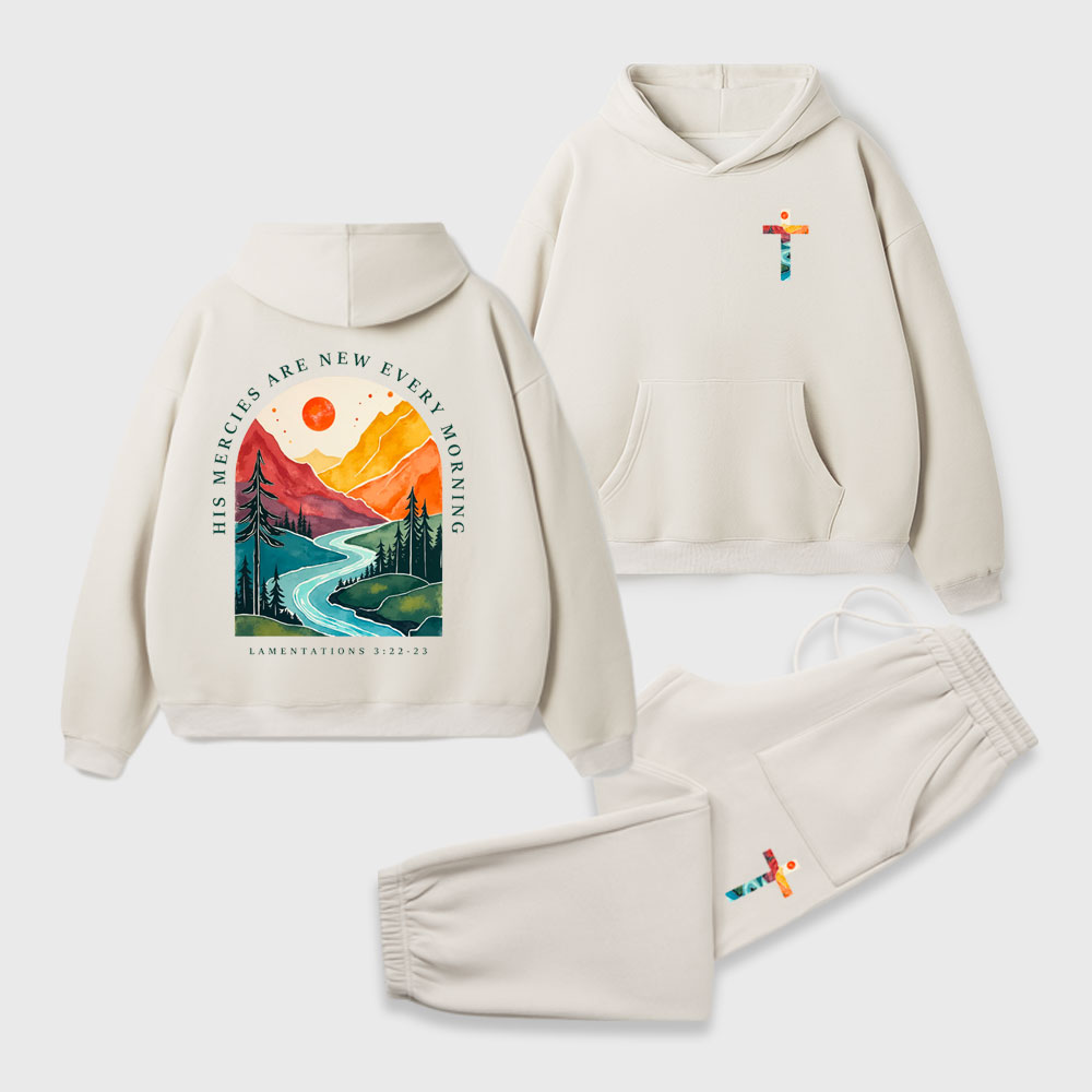 His Mercies Are New Every Morning Christian Premium Fleece Hoodie Set