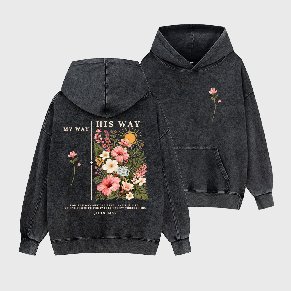 His Way & My Way Christian Washed Hoodie