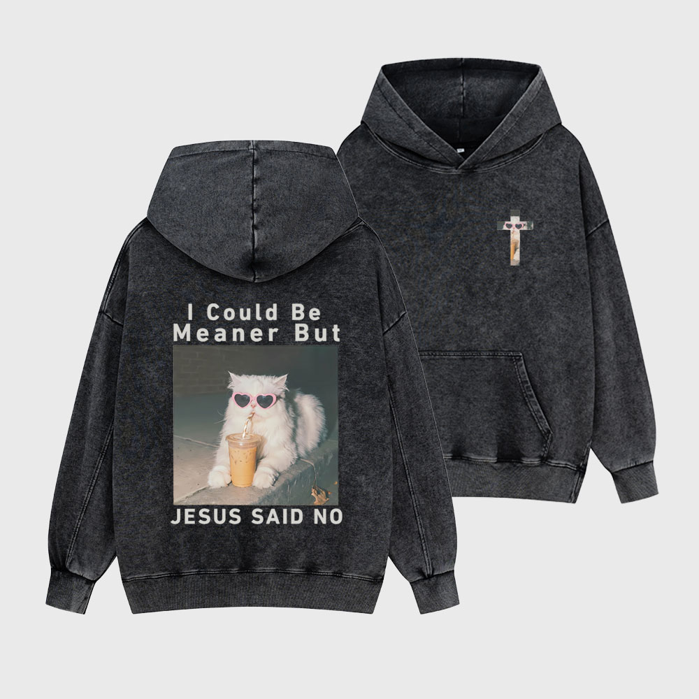 I Could Be Meaner But Jesus Said No Christian Washed Hoodie