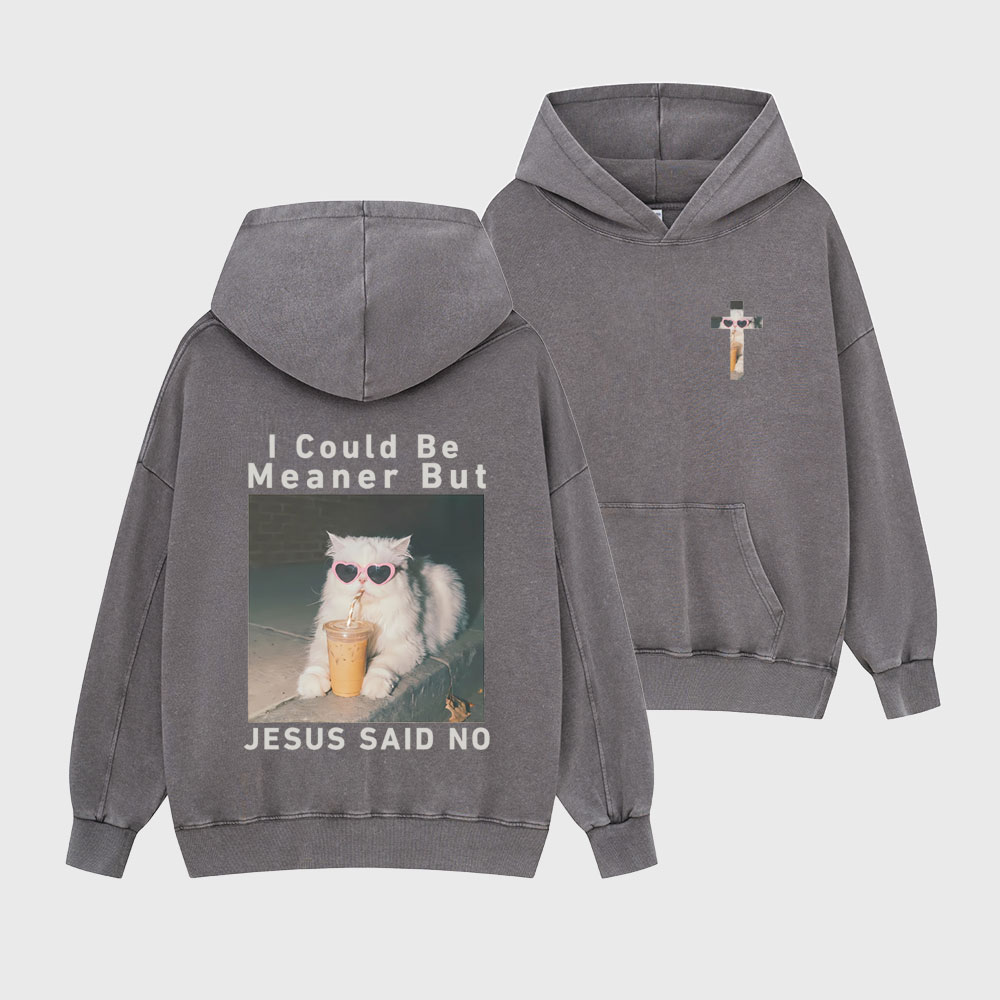 I Could Be Meaner But Jesus Said No Christian Washed Hoodie