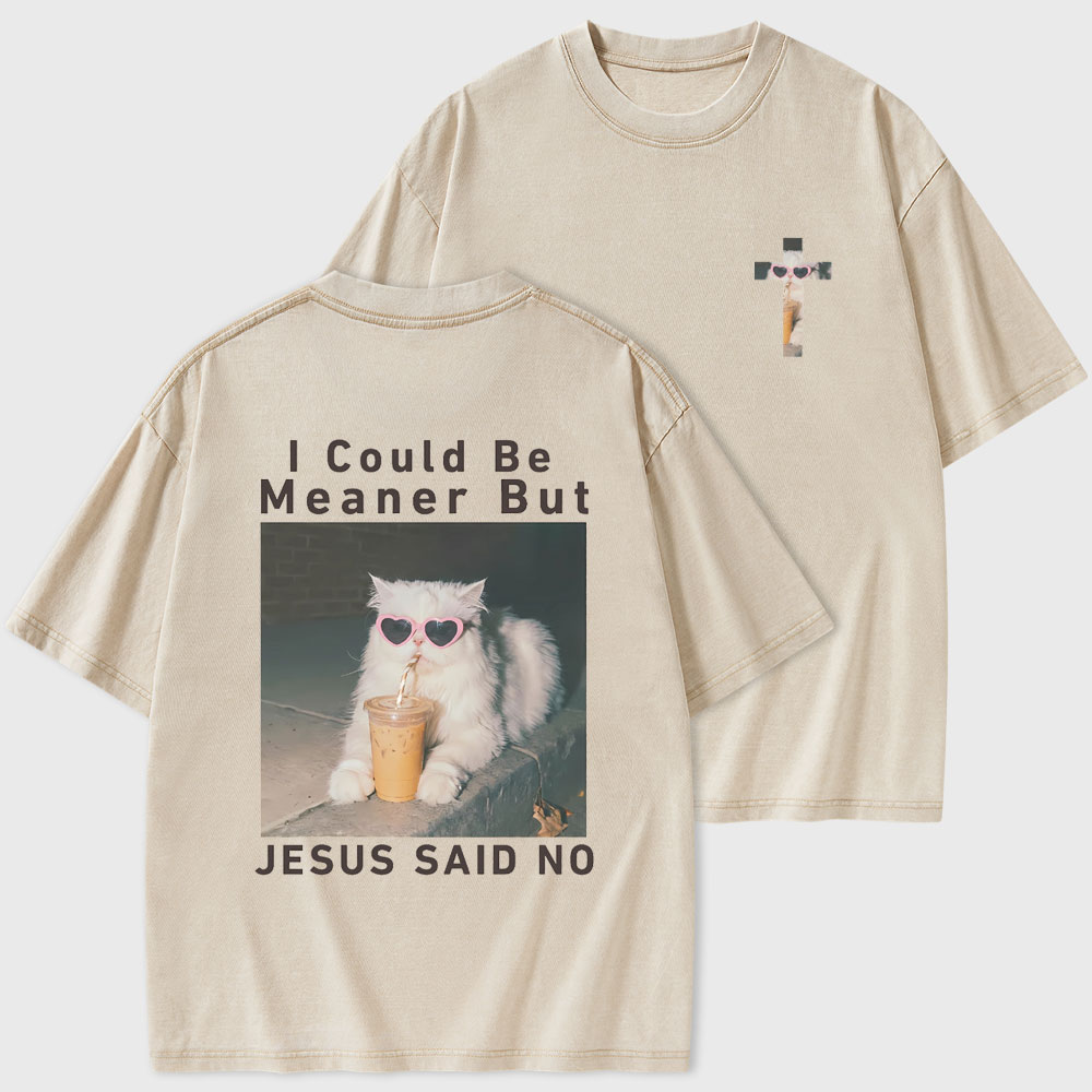 I Could Be Meaner But Jesus Said No Christian Washed T-Shirt