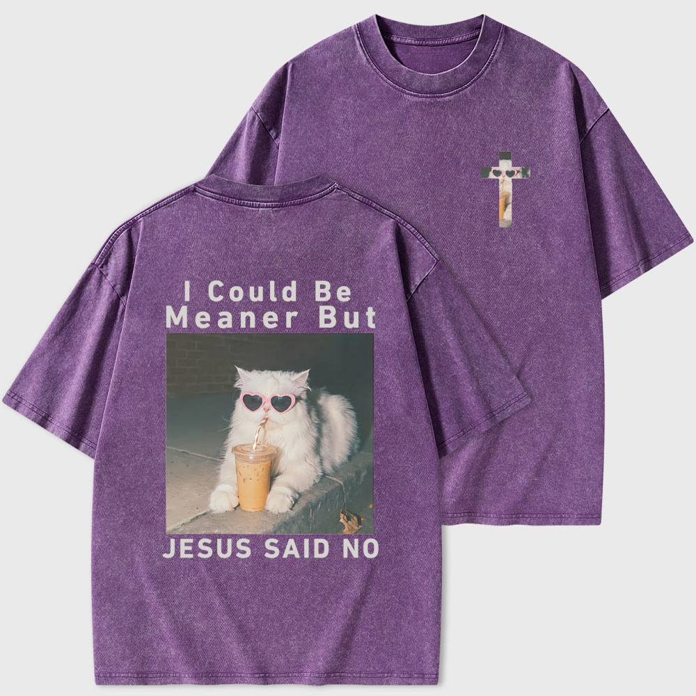 I Could Be Meaner But Jesus Said No Christian Washed T-Shirt