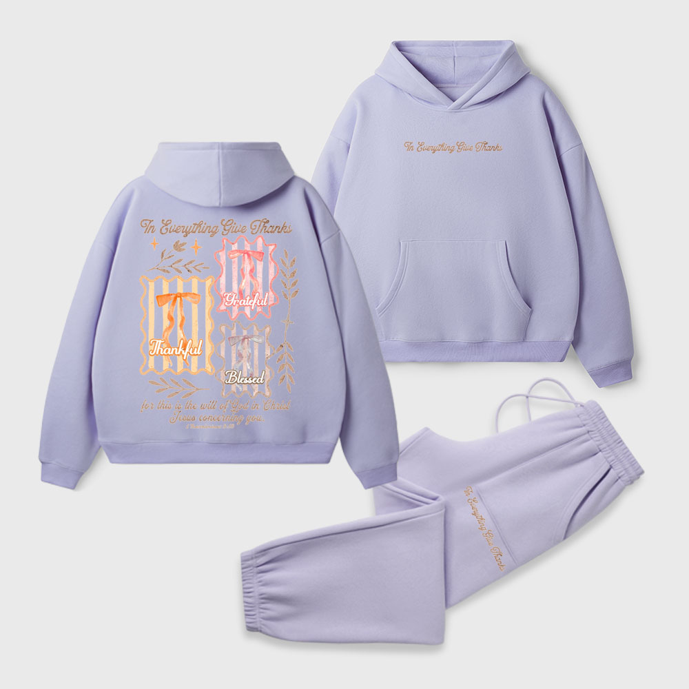 In Everything Give Thanks Christian Premium Fleece Hoodie Set