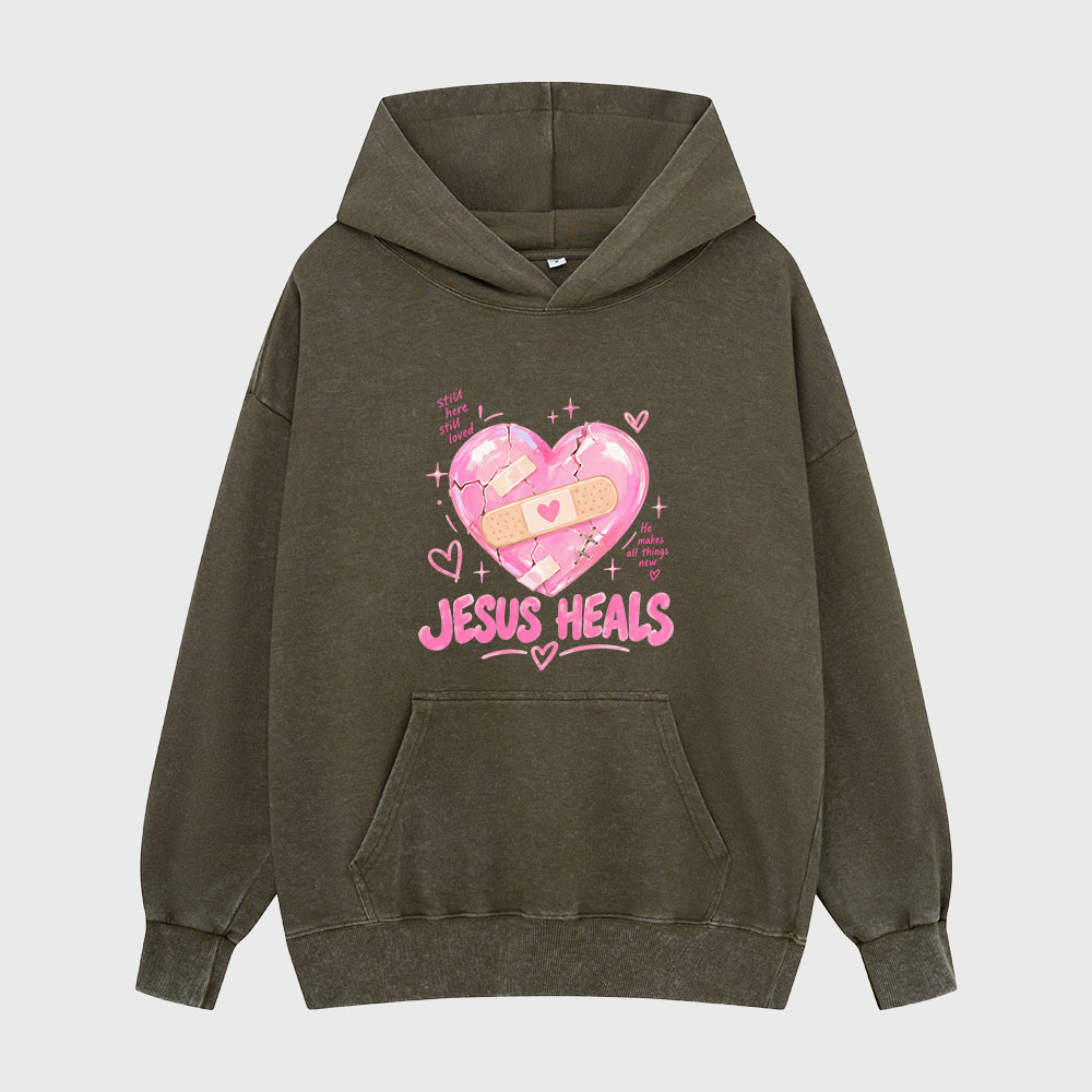 Jesus Heals Christian Washed Hoodie