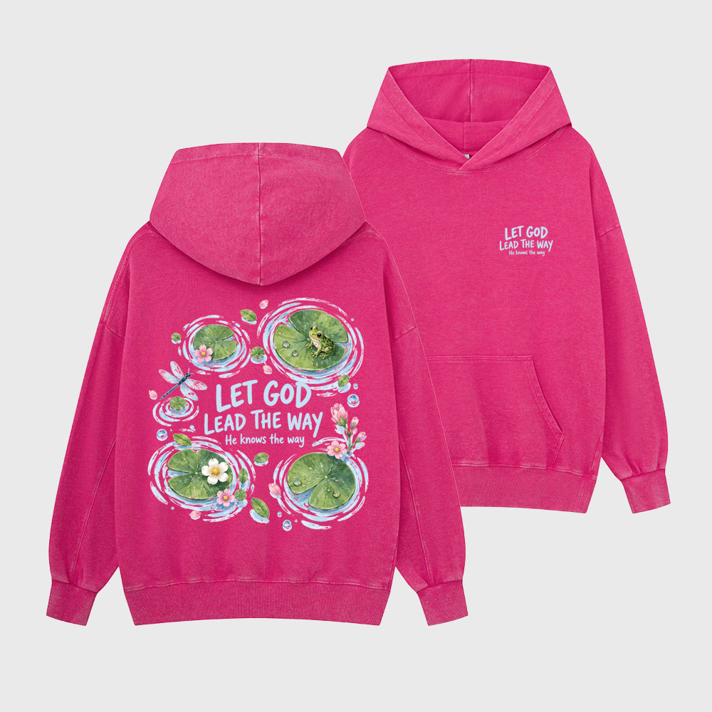 Let God Lead The Way Christian Washed Hoodie