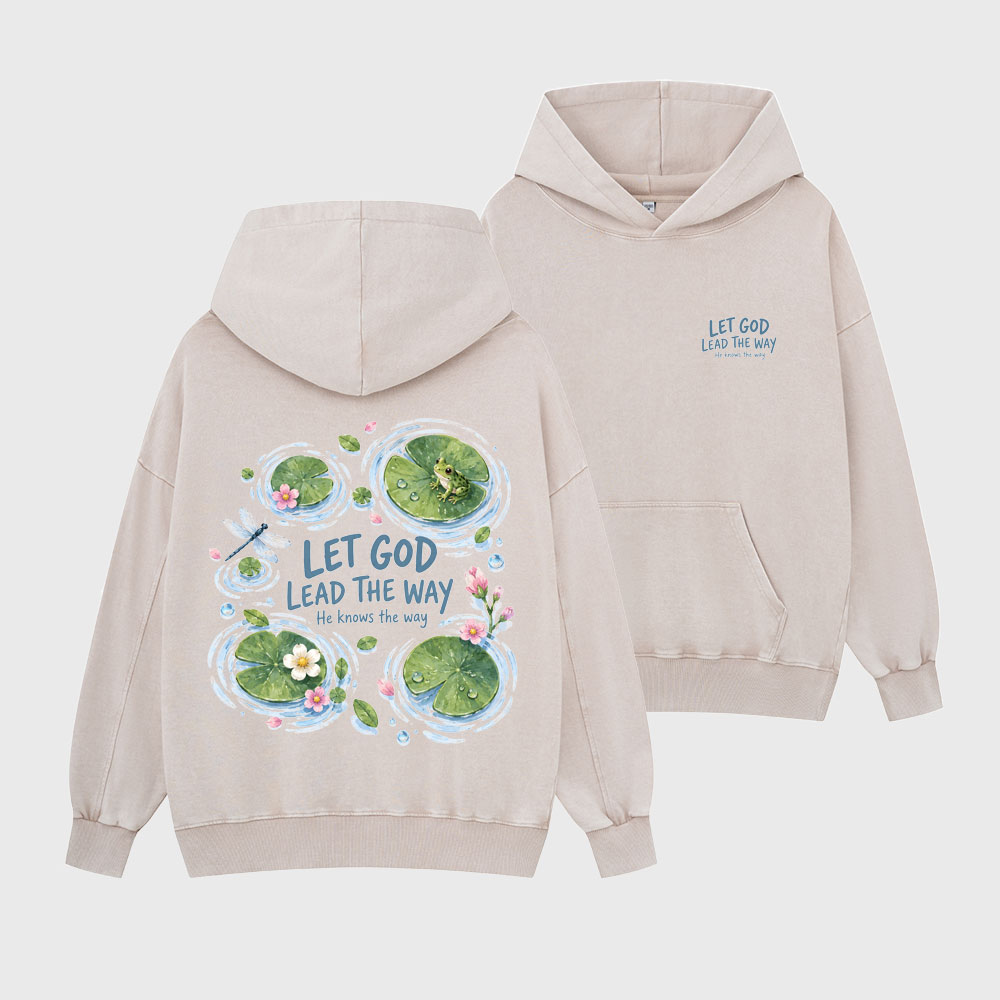 Let God Lead The Way Christian Washed Hoodie