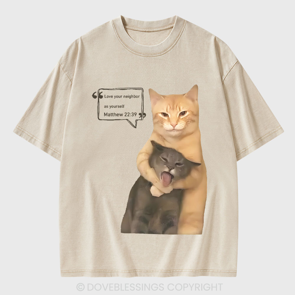 Love Your Neighbor As Yourself Christian Washed T-Shirt