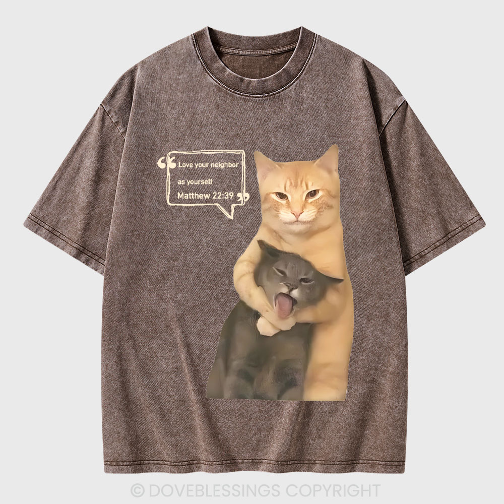 Love Your Neighbor As Yourself Christian Washed T-Shirt