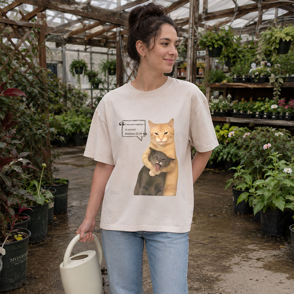 Love Your Neighbor As Yourself Christian Washed T-Shirt
