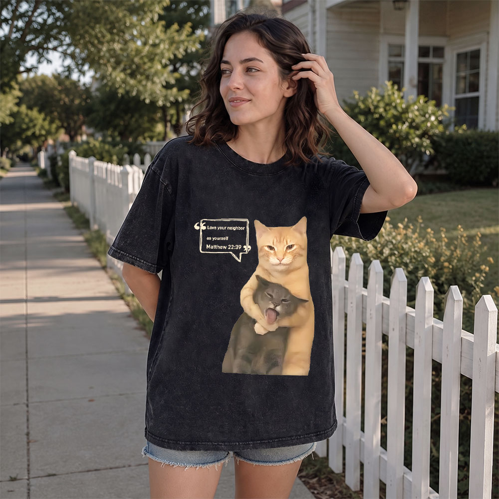Love Your Neighbor As Yourself Christian Washed T-Shirt
