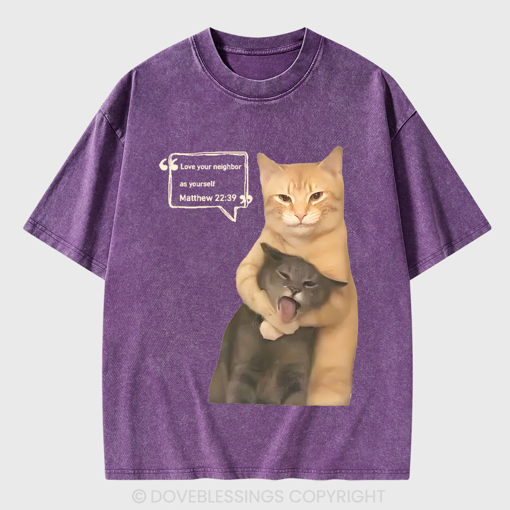 Love Your Neighbor As Yourself Christian Washed T-Shirt