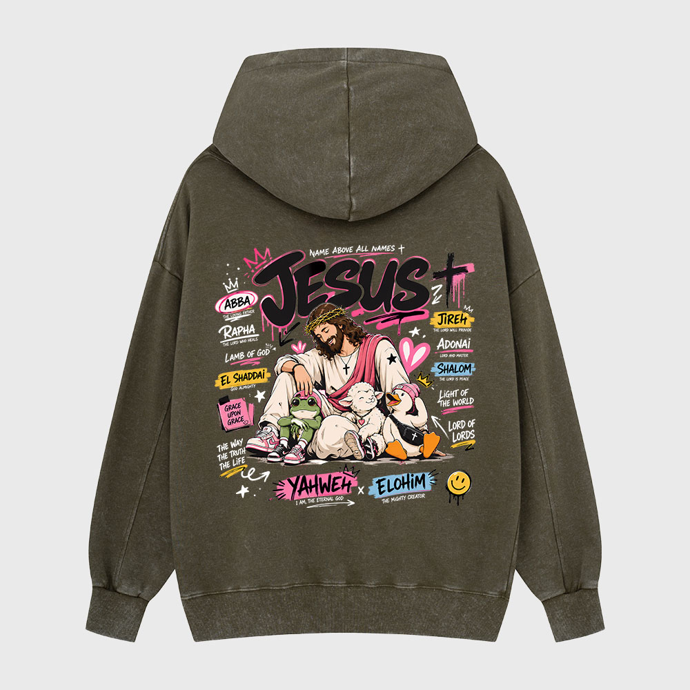 Name Above All Names Christian Washed Hoodie