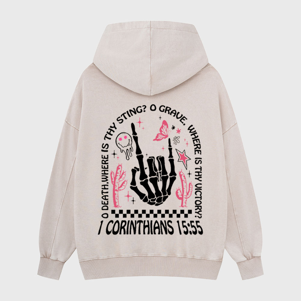 O Death Where Is Thy Sting Christian Washed Hoodie