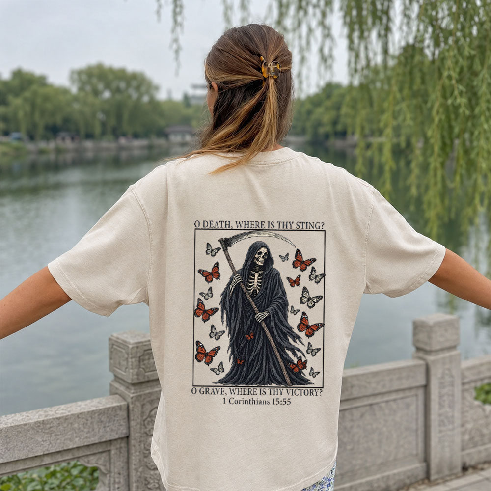 O Death Where Is Thy Sting Christian Washed T-Shirt