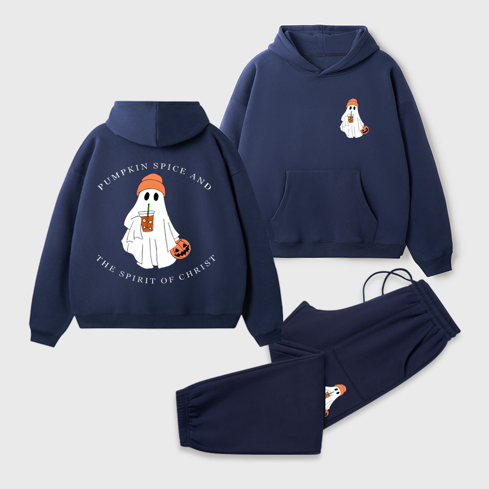 Pumpkin Spice And The Spirit Of Christ Christian Premium Fleece Hoodie Set