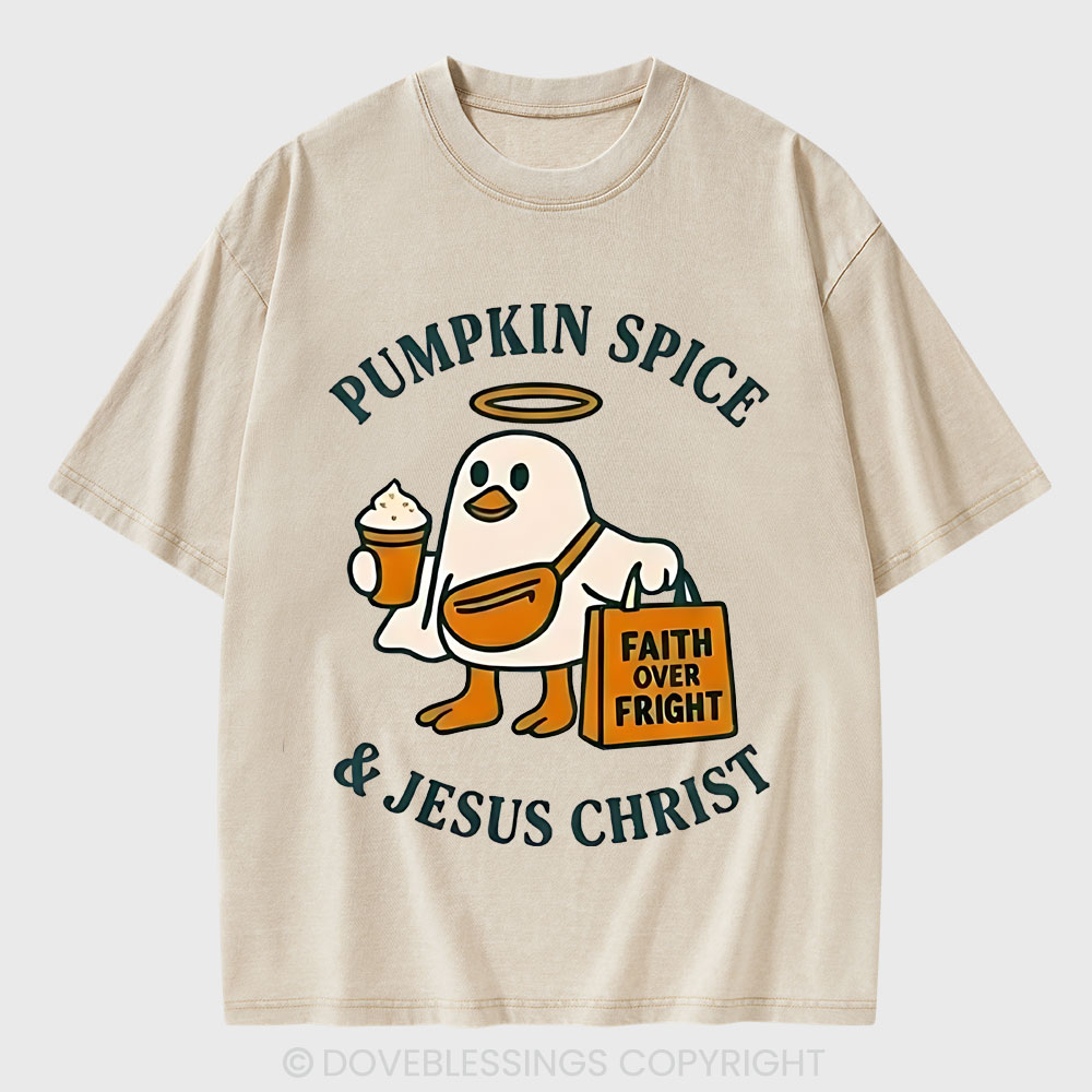Pumpkin Spice & Jesus Christ Christian Washed T-Shirt