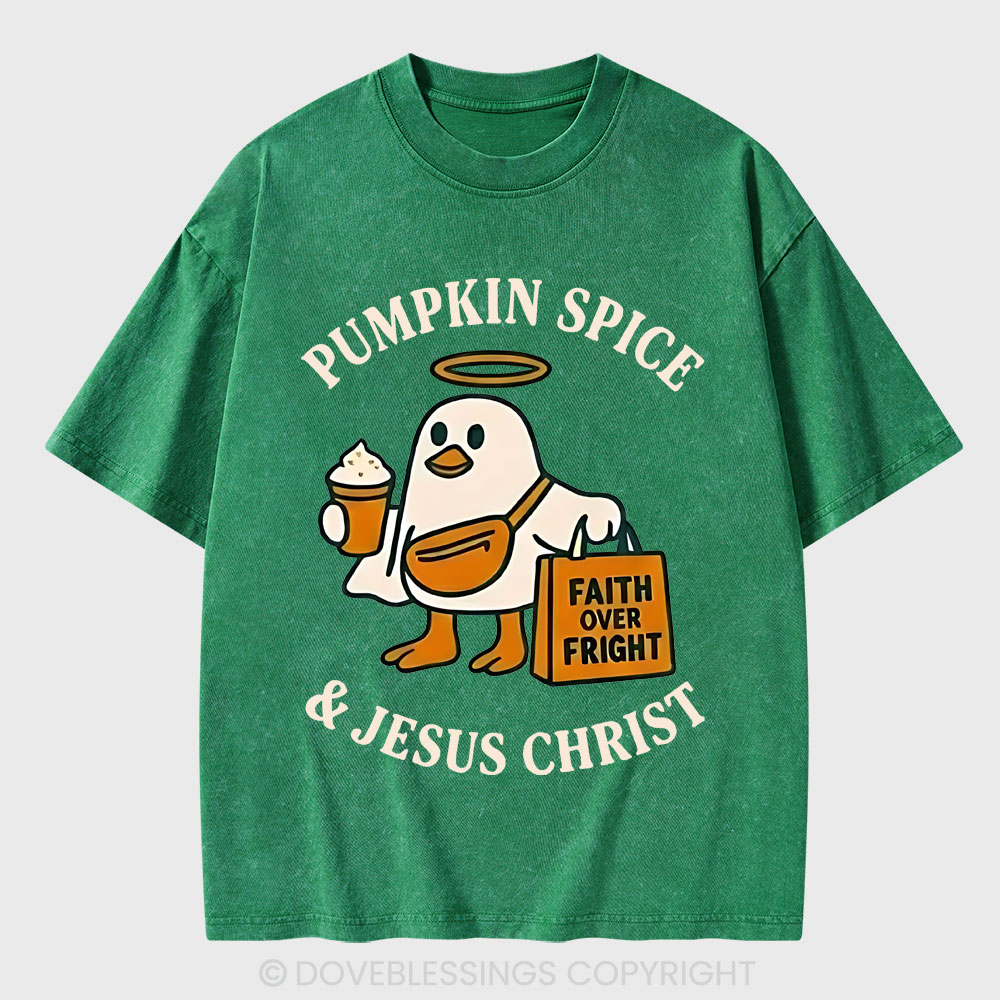 Pumpkin Spice & Jesus Christ Christian Washed T-Shirt