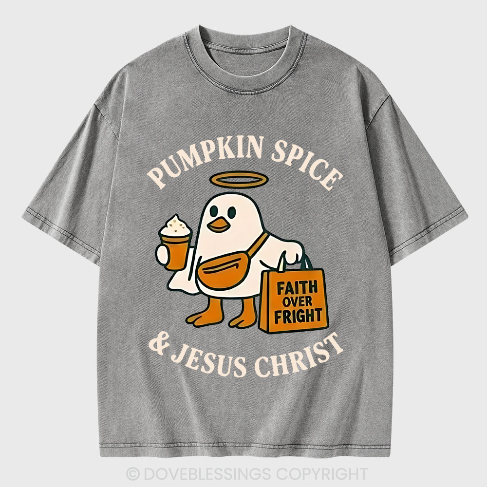 Pumpkin Spice & Jesus Christ Christian Washed T-Shirt