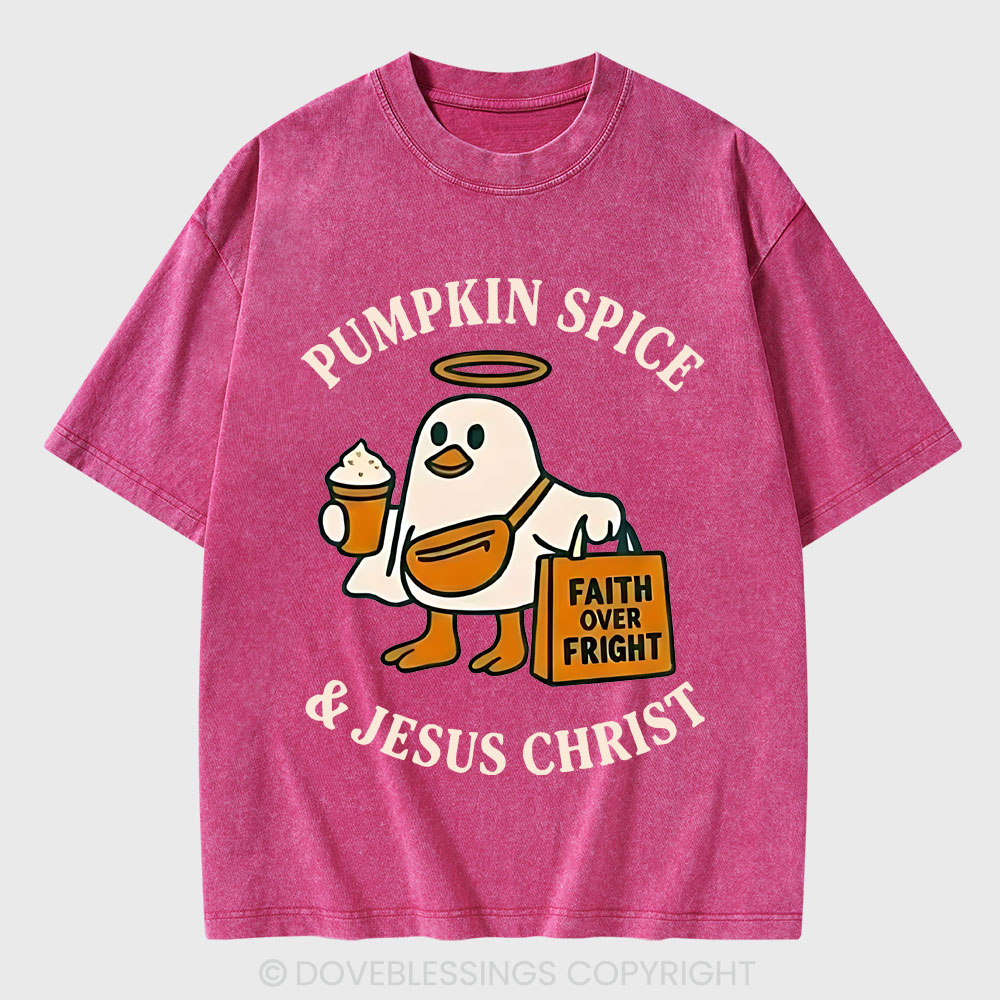 Pumpkin Spice & Jesus Christ Christian Washed T-Shirt