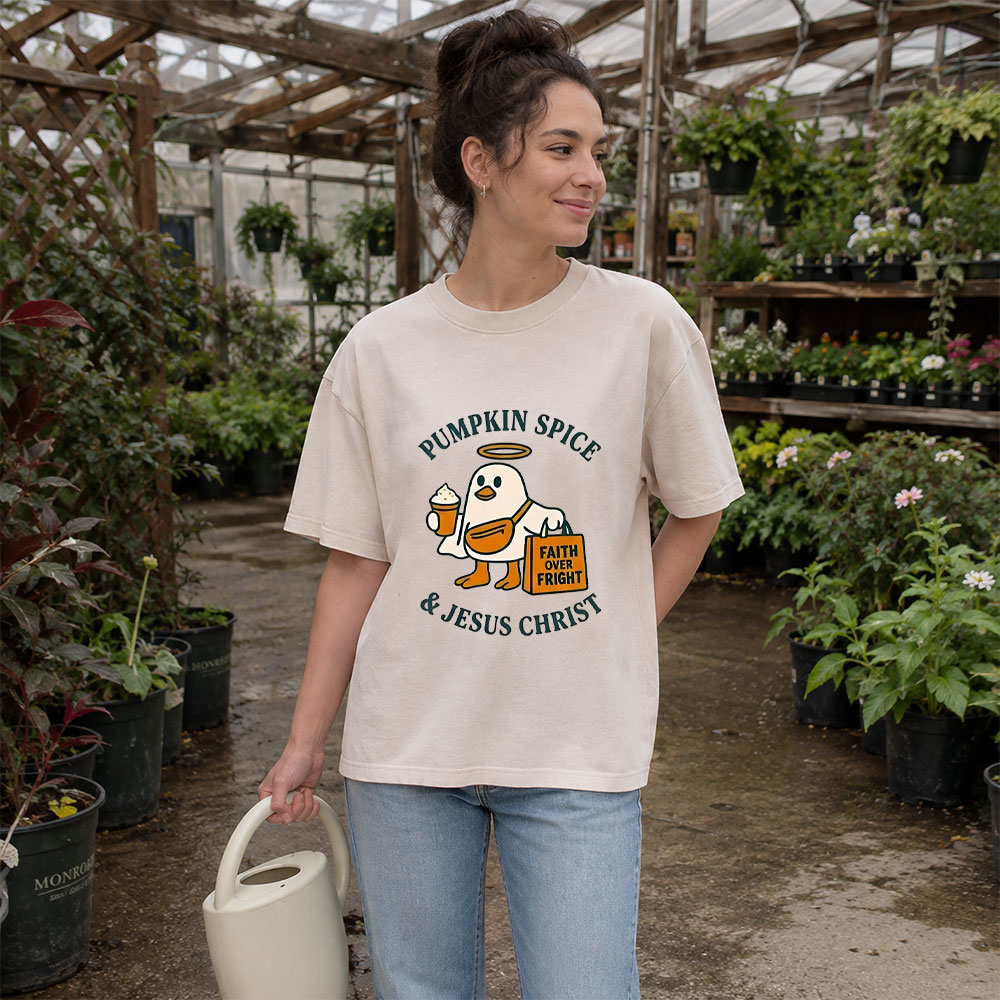 Pumpkin Spice & Jesus Christ Christian Washed T-Shirt