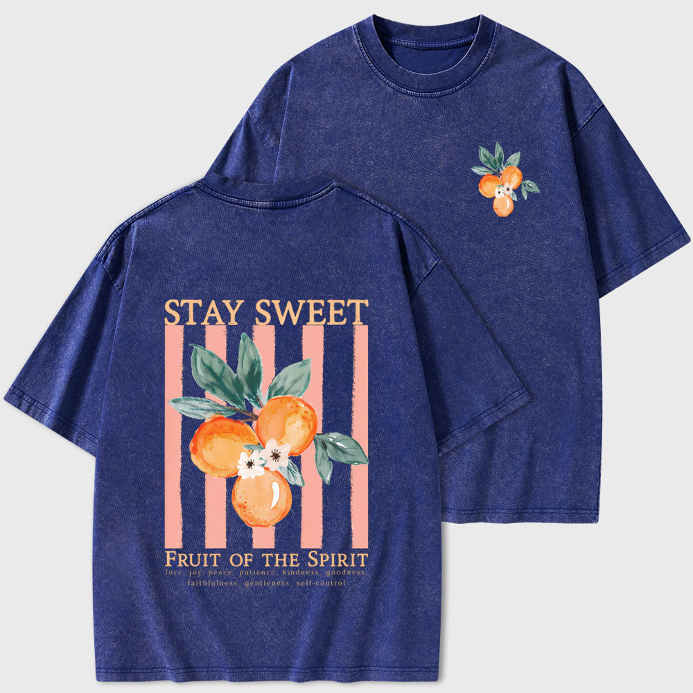 Stay Sweet Fruit Of The Spirit Christian Washed T-Shirt