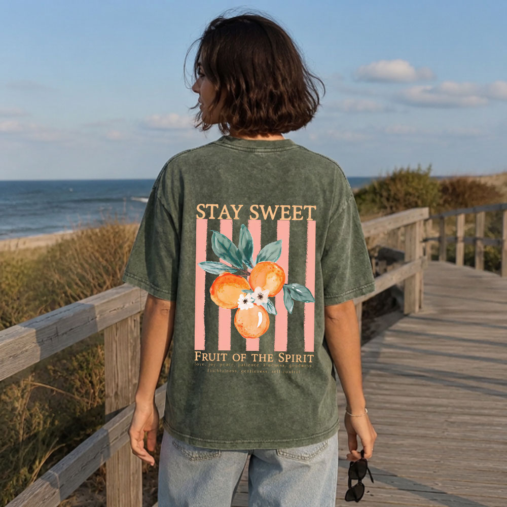 Stay Sweet Fruit Of The Spirit Christian Washed T-Shirt