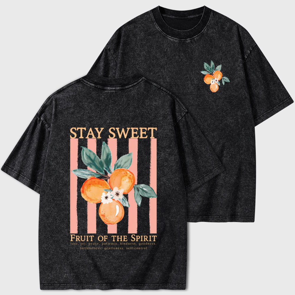 Stay Sweet Fruit Of The Spirit Christian Washed T-Shirt