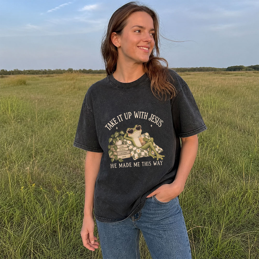 Take It Up With Jesus Christian Washed T-Shirt