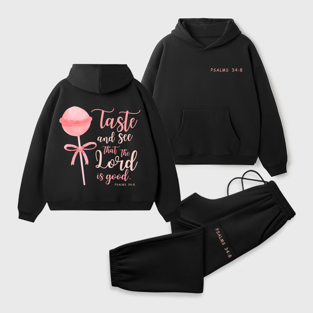 Taste And See That The Lord Is Good Christian Premium Fleece Hoodie Set