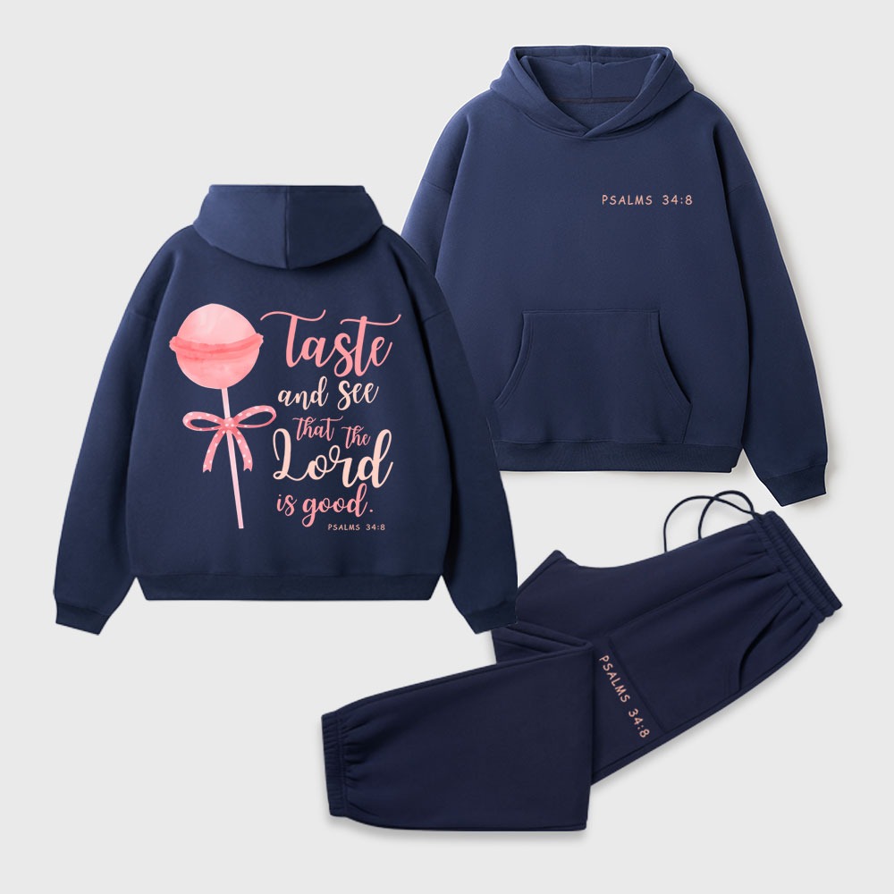 Taste And See That The Lord Is Good Christian Premium Fleece Hoodie Set