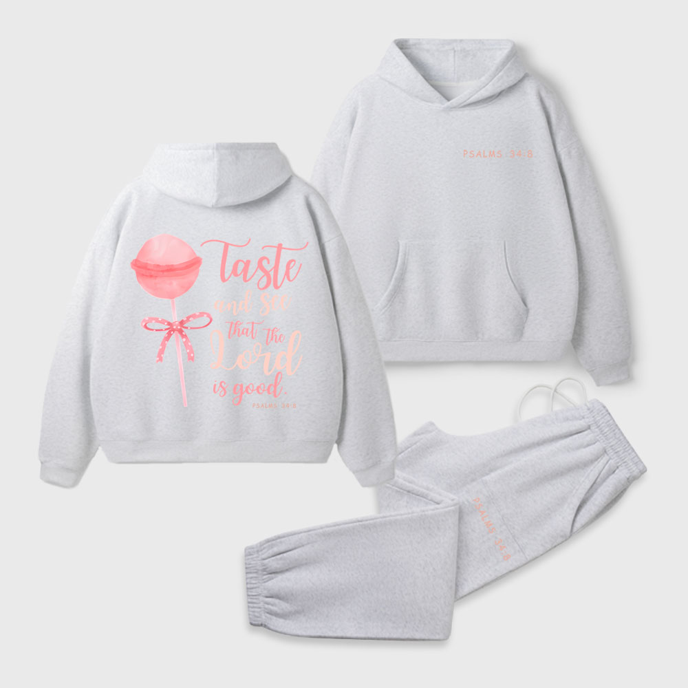 Taste And See That The Lord Is Good Christian Premium Fleece Hoodie Set