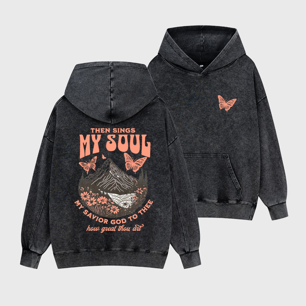 Then Sings My Soul Christian Washed Hoodie