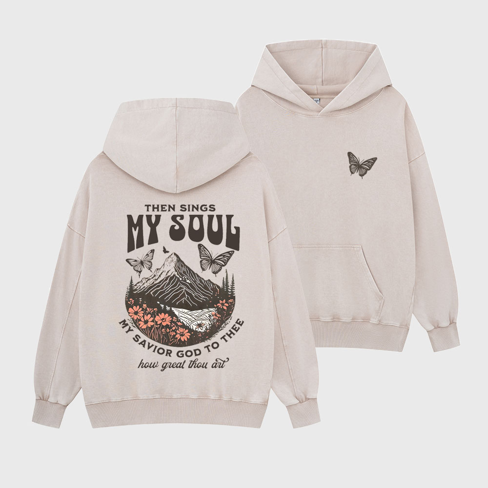 Then Sings My Soul Christian Washed Hoodie