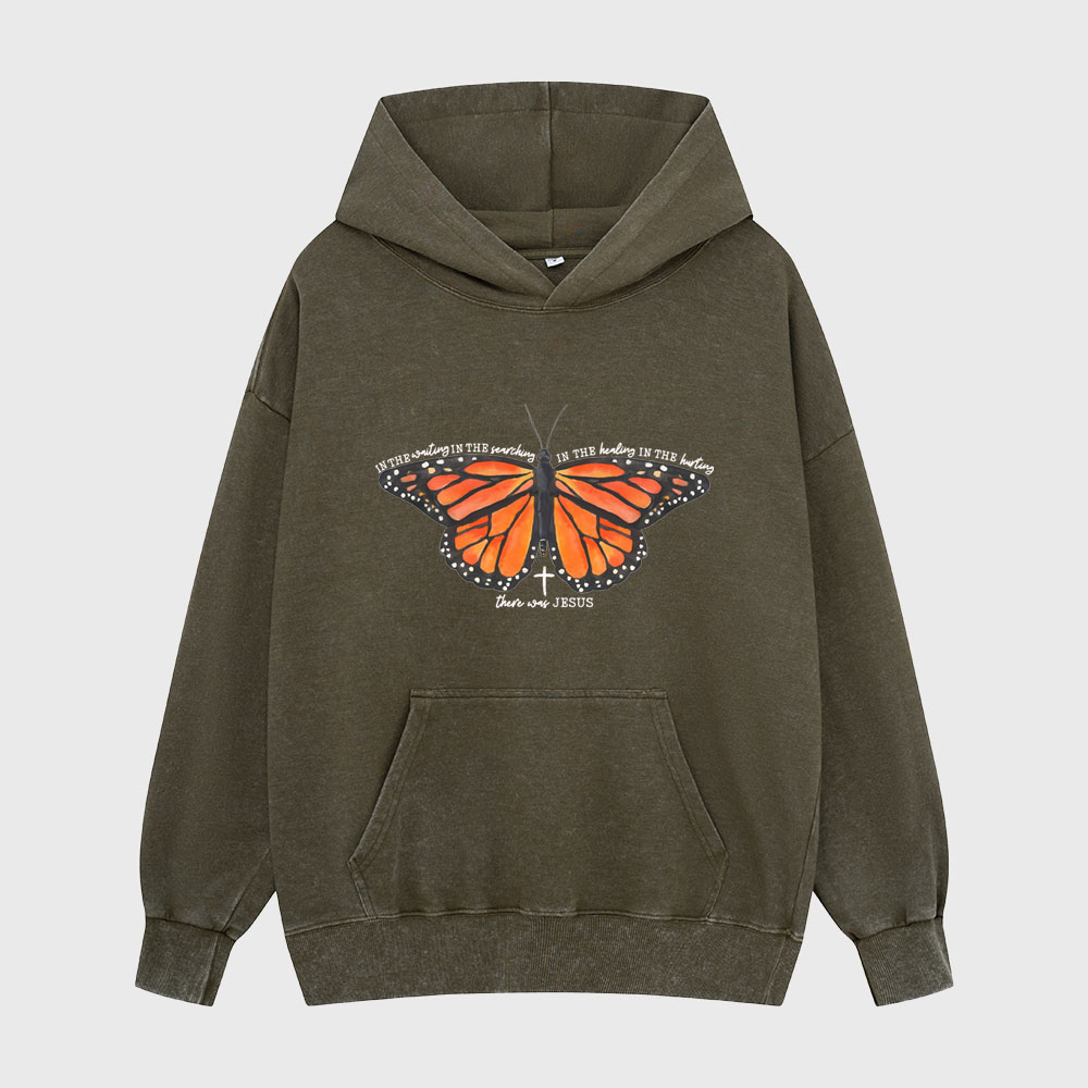 There Was Jesus Christian Washed Hoodie