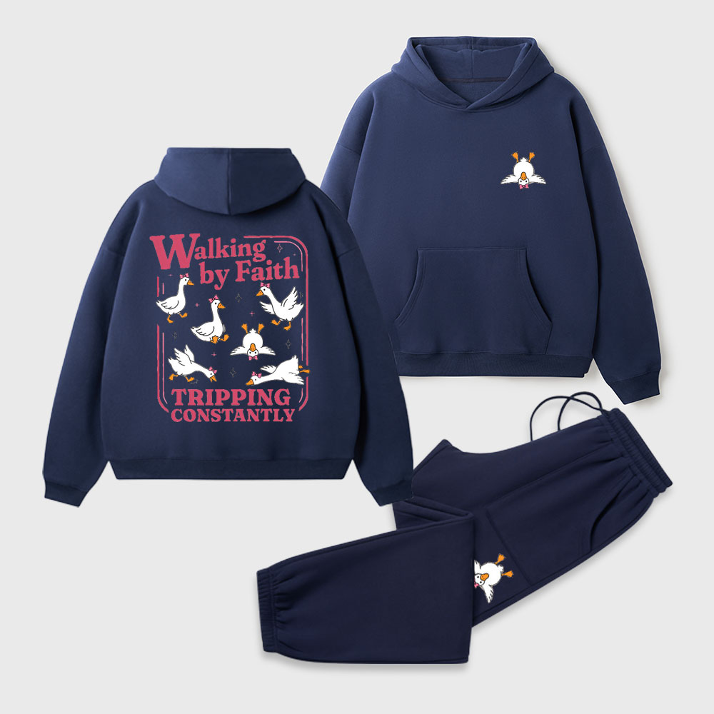 Walking By Faith Christian Premium Fleece Hoodie Set
